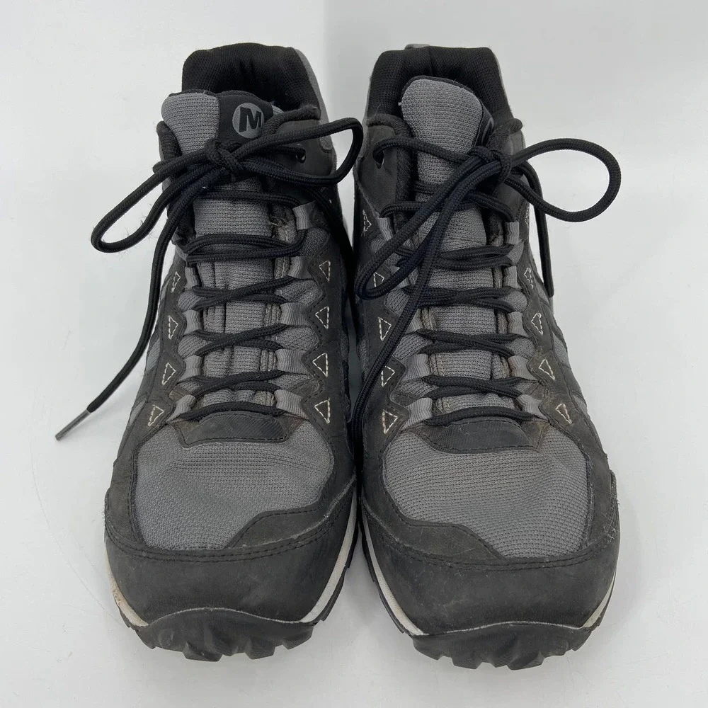 Merrell Lulea Mid Waterproof Shoes Hiking Lace Up Sneakers Leather Black Gray 10